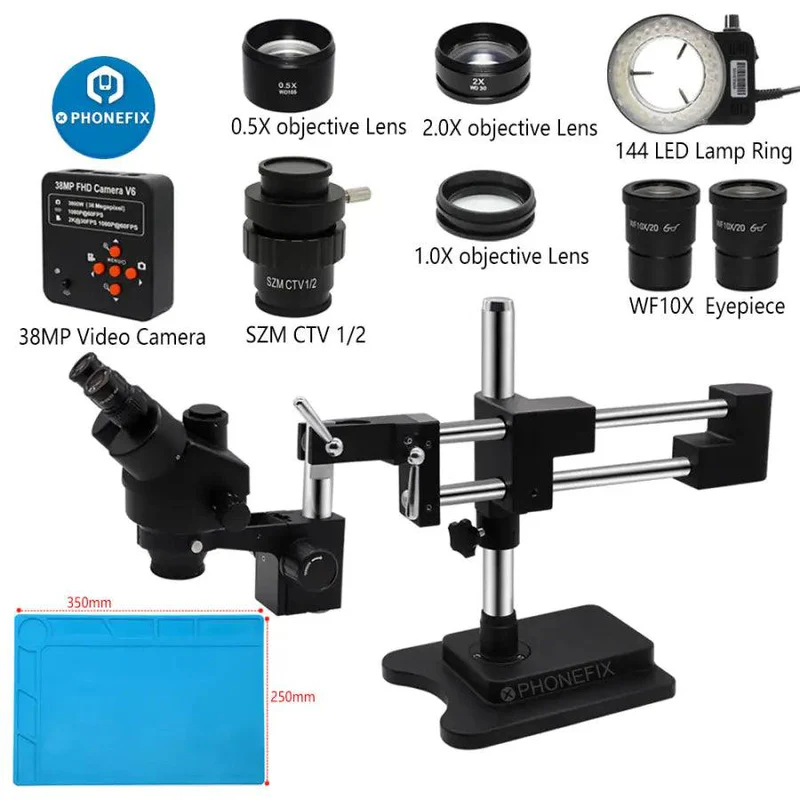 3.5X-90X Black Double Arm Ster - Stereo Trinocular Microscope Pcb 评论和价格